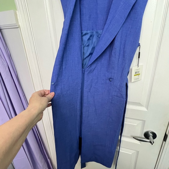 Calvin Klein Blue Sleeveless Belted Lined Dress Size 14. Brand New With tags! - Picture 8 of 12